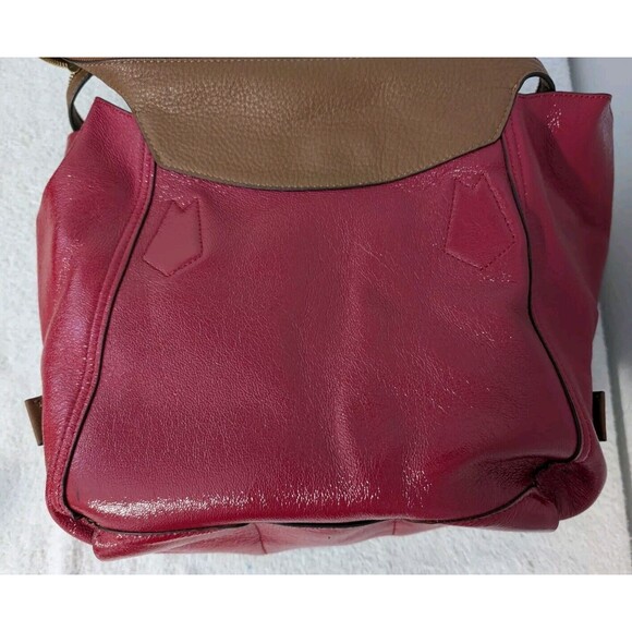 Tory Burch Perry Leather Satchel Bag Brown Moose w/ Red Interior - Picture 7 of 13